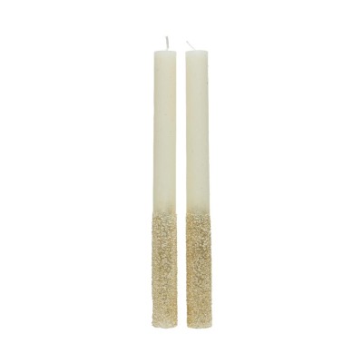 SET 2 CANDLE WAX DINNERMETALLIC GRANULE GLIT WHITE