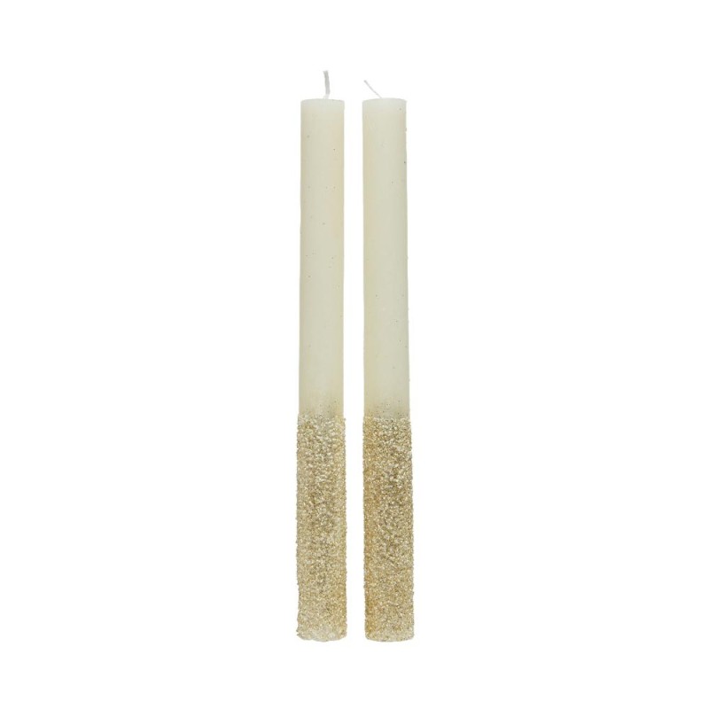 SET 2 CANDLE WAX DINNERMETALLIC GRANULE GLIT WHITE