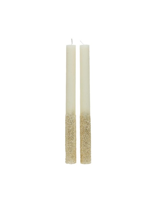 SET 2 CANDLE WAX DINNERMETALLIC GRANULE GLIT WHITE