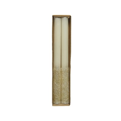 SET 2 CANDLE WAX DINNERMETALLIC GRANULE GLIT WHITE 2