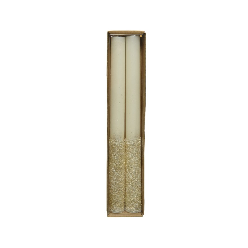 SET 2 CANDLE WAX DINNERMETALLIC GRANULE GLIT WHITE