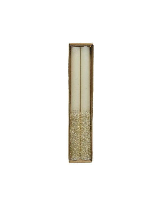 SET 2 CANDLE WAX DINNERMETALLIC GRANULE GLIT WHITE