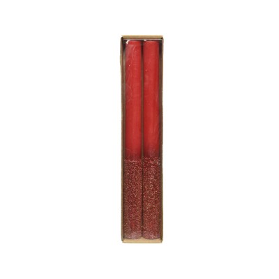 SET 2 CANDLE WAX DINNERMETALLIC GRANULE GLIT RED 2