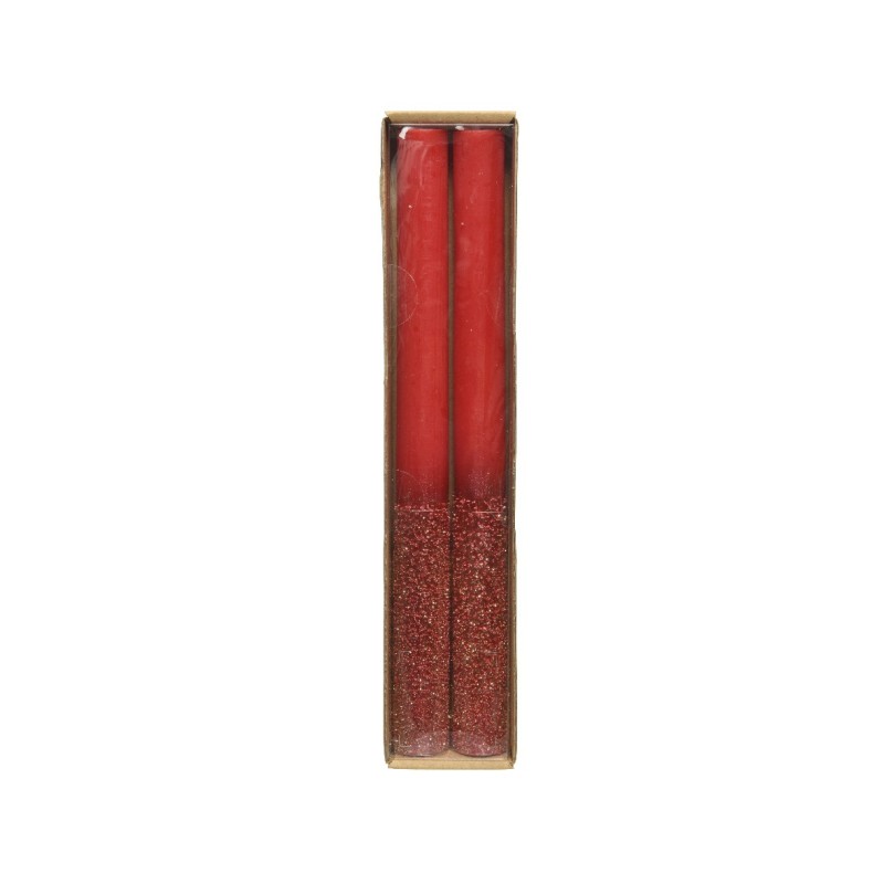 SET 2 CANDLE WAX DINNERMETALLIC GRANULE GLIT RED
