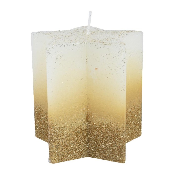 Kaemingk Candela a stella bianca glitterata Ø 10 cm