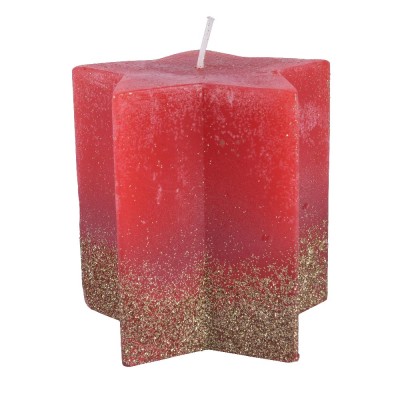 CANDLE WAX STAR GLITTER RED