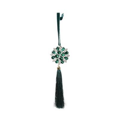 ORNAMENT ALLOY SPANGLE ROPE TASSEL STRASS GREEN