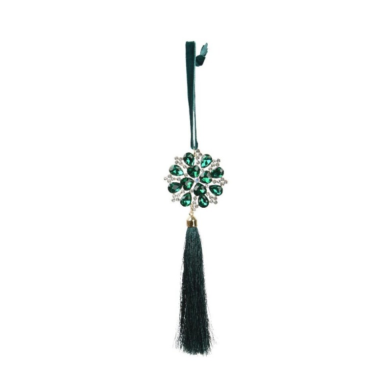 ORNAMENT ALLOY SPANGLE ROPE TASSEL STRASS GREEN