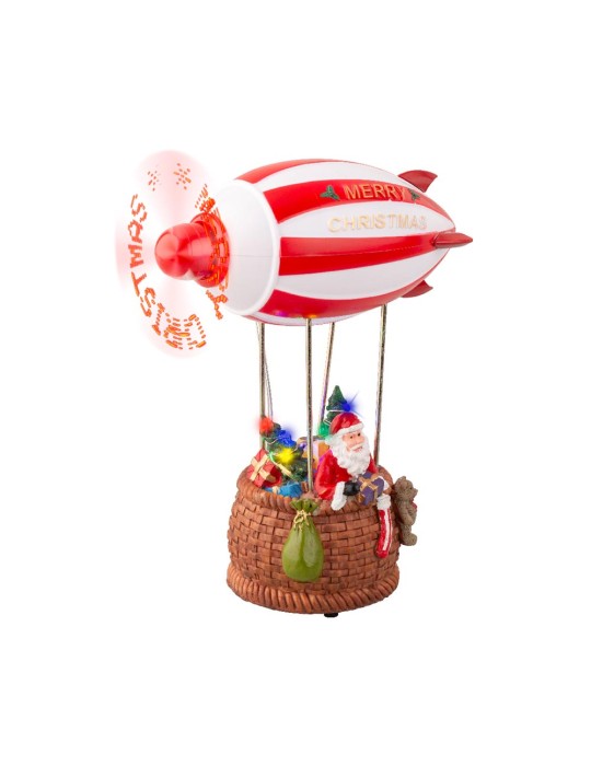 Decorazione Natalizia Mongolfiera Dirigibile con Babbo Natale e 8 Micro LED Multicolore H 20,5 cm – Kaemingk