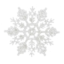 Kaemingk Set di 12 fiocchi di neve glitterati bianchi 10 cm