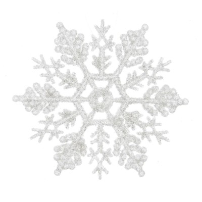 Set 12 Fiocchi di Neve Bianchi Glitterati H10 cm – Kaemingk