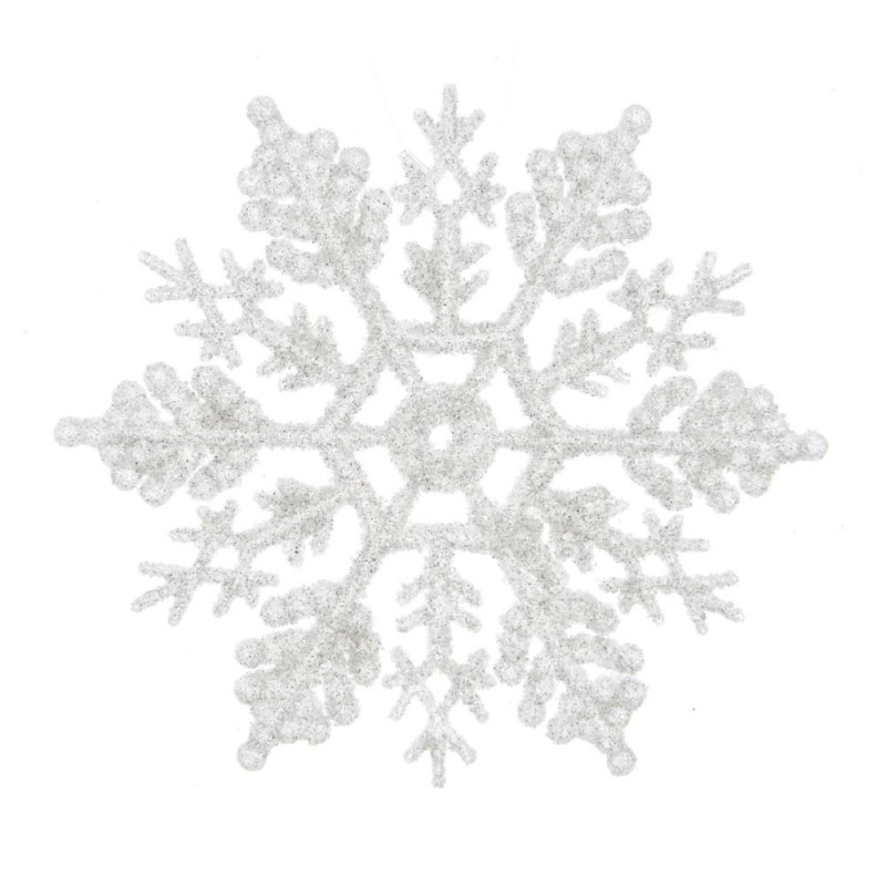 Set 12 Fiocchi di Neve Bianchi Glitterati H10 cm – Kaemingk
