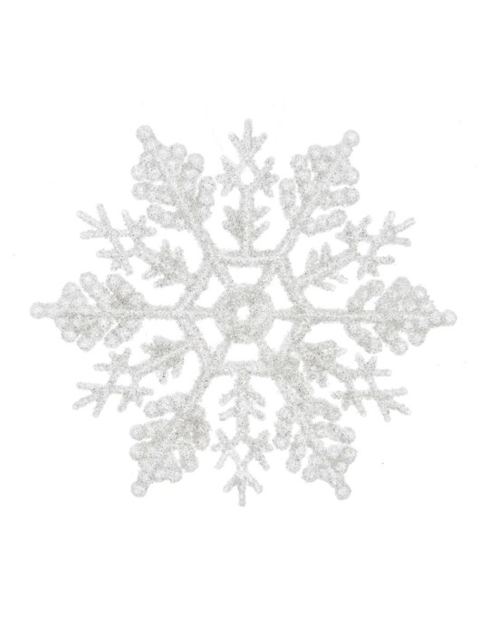 Set 12 Fiocchi di Neve Bianchi Glitterati H10 cm – Kaemingk