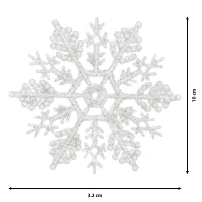 Set 12 Fiocchi di Neve Bianchi Glitterati H10 cm – Kaemingk 2