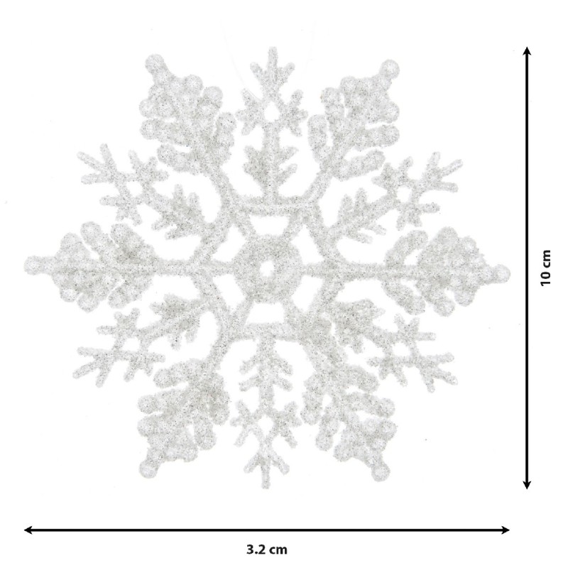 Set 12 Fiocchi di Neve Bianchi Glitterati H10...