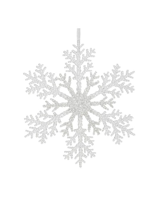 Decoro Pendaglio Natalizio Fiocco di Neve Glitter Argento Ø 32 cm – Kaemingk