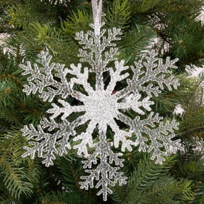 Decoro Pendaglio Natalizio Fiocco di Neve Glitter Argento... 2