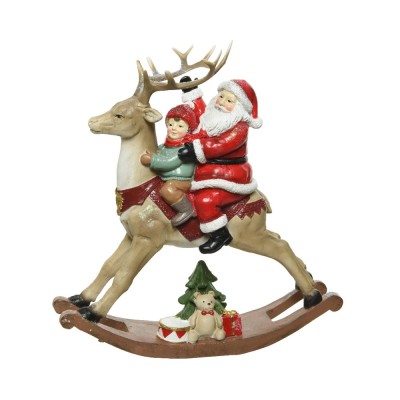 SANTA POLYRESIN ROCKING REINDEER 