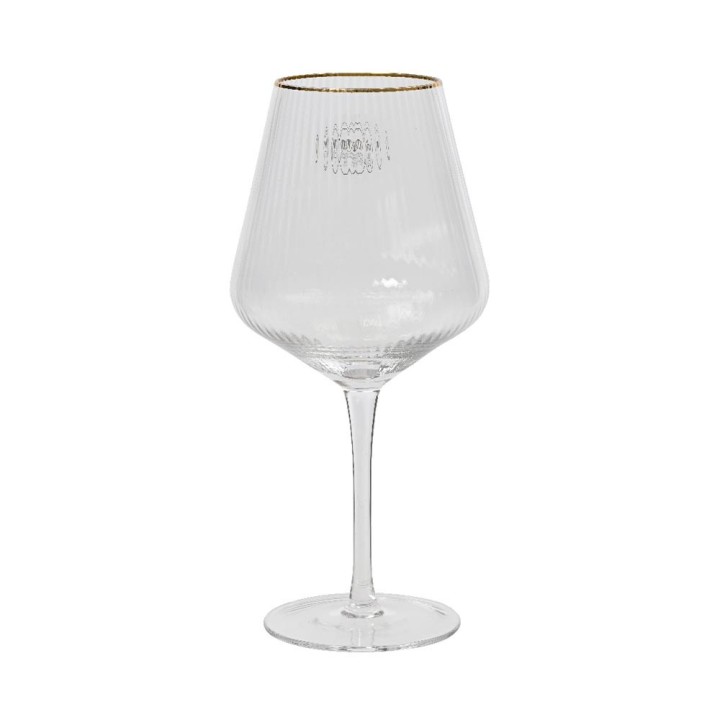 Kaemingk Calice in vetro a rilievo con bordo oro alto 22 cm