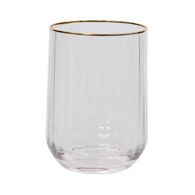 DRINKGLASS RIPPLE RELIEF WGOLD RIM BICCHIERE