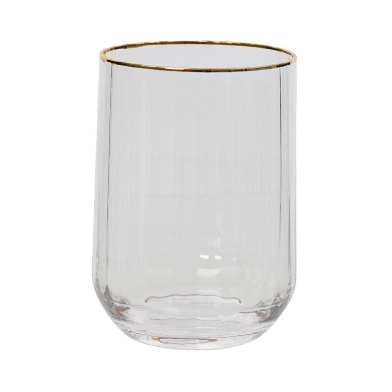 DRINKGLASS RIPPLE RELIEF WGOLD RIM BICCHIERE