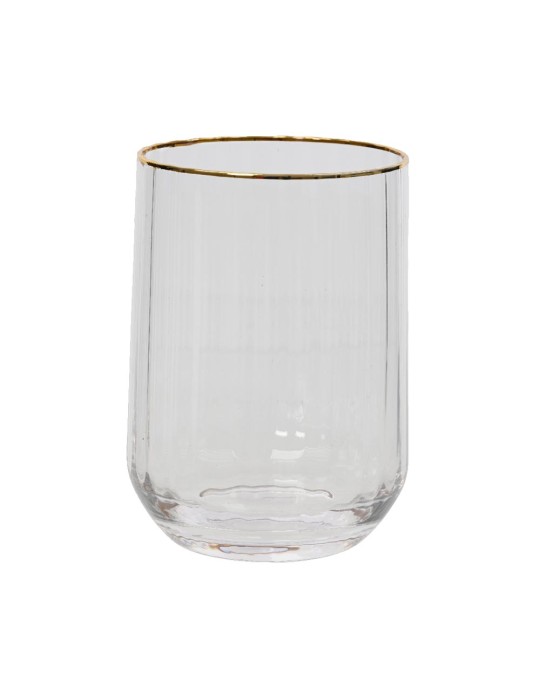 DRINKGLASS RIPPLE RELIEF WGOLD RIM BICCHIERE
