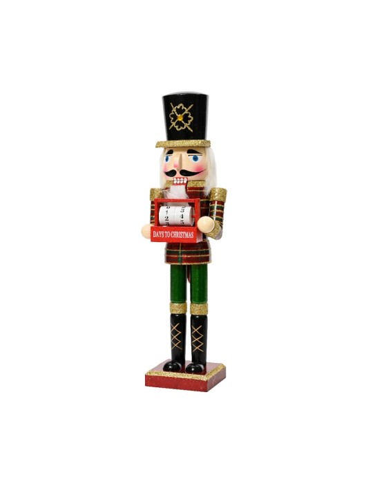 Schiaccianoci Natalizio in Legno con Calendario dell'Avvento Countdown H 38 cm – Kaemingk