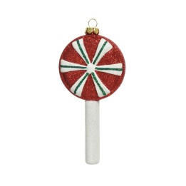 Kaemingk Lecca lecca glitter rosso e bianco alto 13 cm