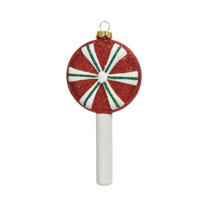 Kaemingk Lecca lecca glitter rosso e bianco alto 13 cm