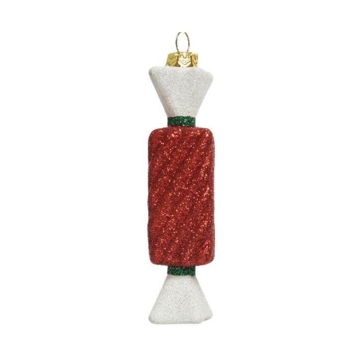 Kaemingk Caramella glitter rossa e bianca alta 13 cm