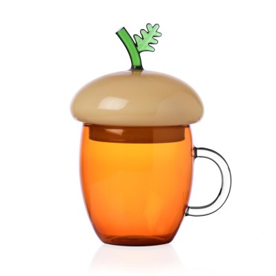 Mug Tisaniera con Coperchio Ghianda Acorns in Vetro...
