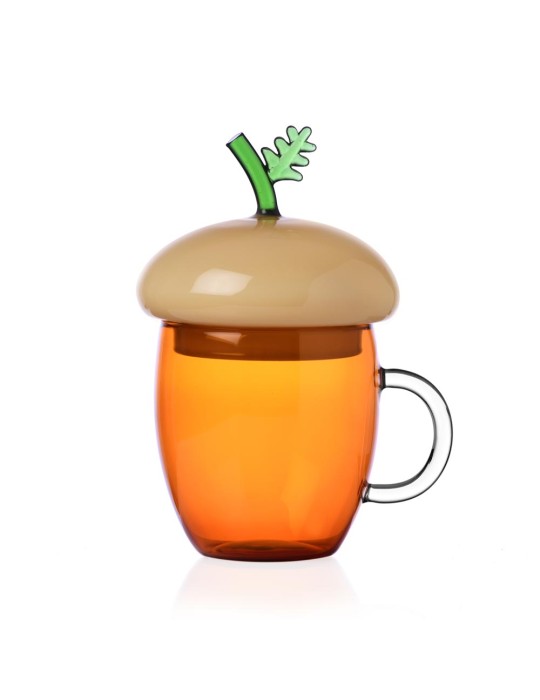 Mug Tisaniera con Coperchio Ghianda Acorns in Vetro Borosilicato – Ichendorf Milano