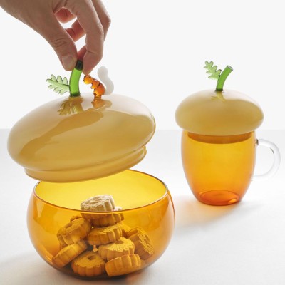 Mug Tisaniera con Coperchio Ghianda Acorns in Vetro... 2