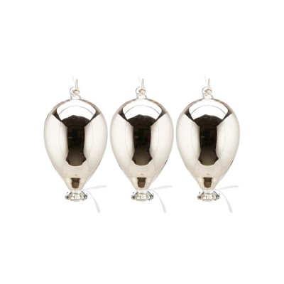 SET 3 PALLONCINI VETRO ARGENTO 7,5x12,5CM