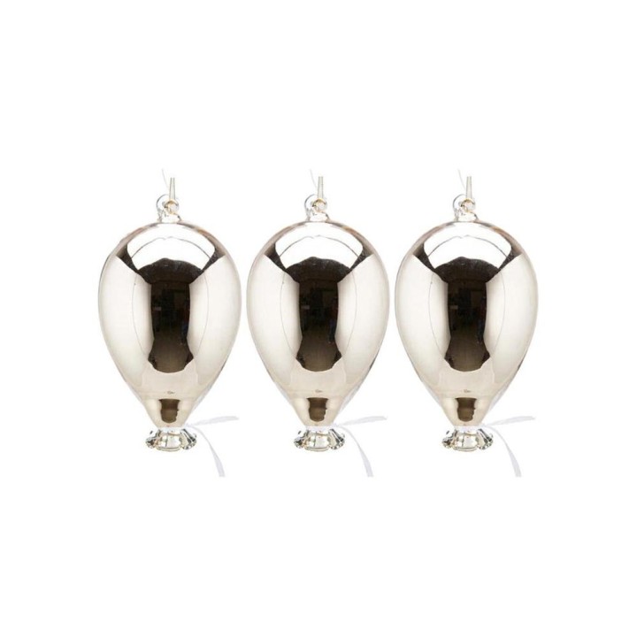Le Stelle Set di 3 palloncini in vetro argento alti 12,5 cm