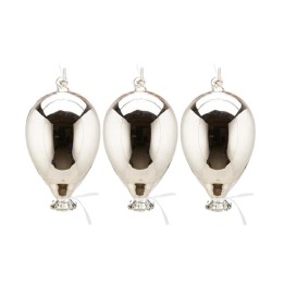 Le Stelle Set di 3 palloncini in vetro argento alti 14 cm