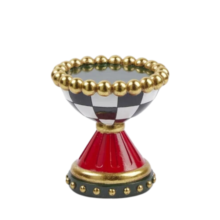 EDG Portacandela a scacchi bianco e nero alto 15 cm