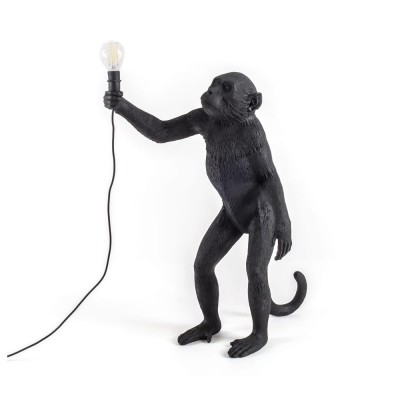 Seletti Lampada in resina Monkey Lamp Outdoor Black in piedi 46x27,5cm h.54cm