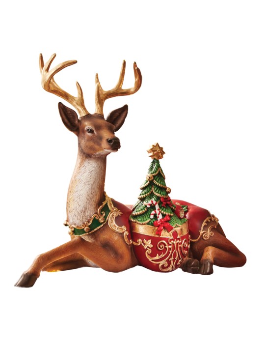 RENNA CON ALBERO CHRISTMAS RESINA