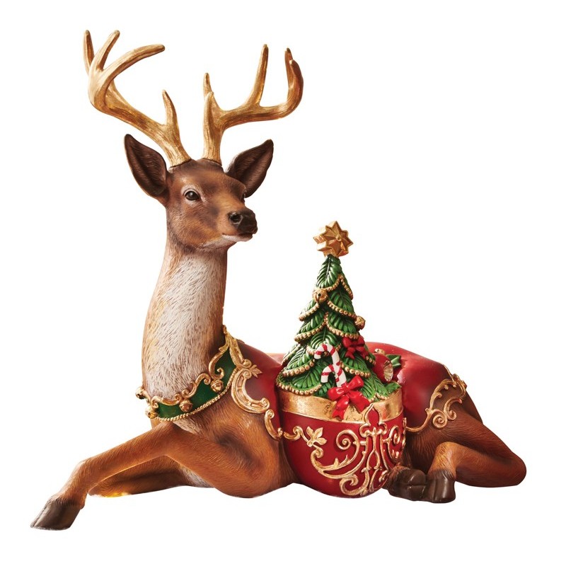 RENNA CON ALBERO CHRISTMAS RESINA