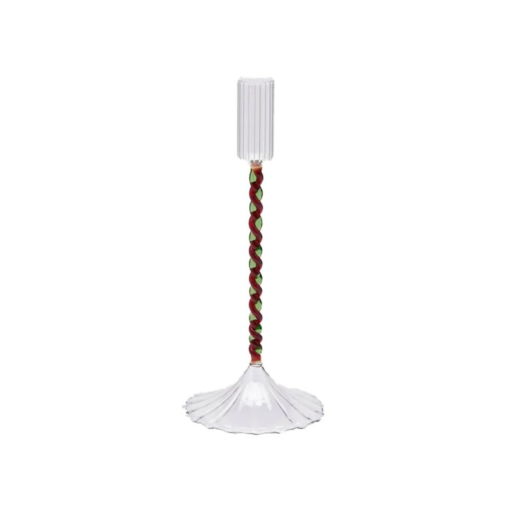 EDG Portacandela Peppermint verde e rosso alto 25 cm