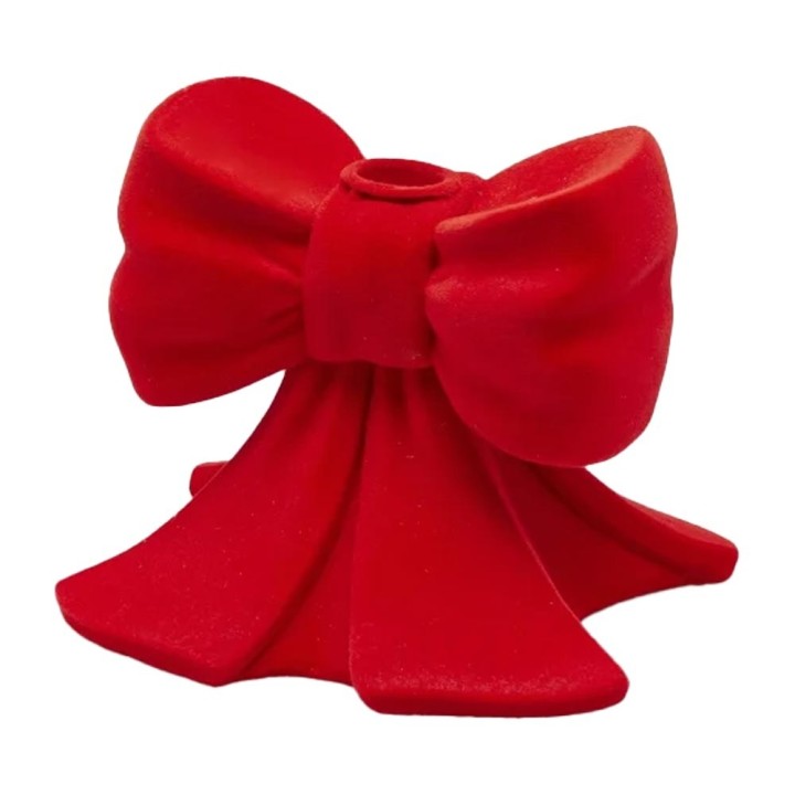 EDG Portacandela a fiocco in velluto rosso 13 × 13 cm