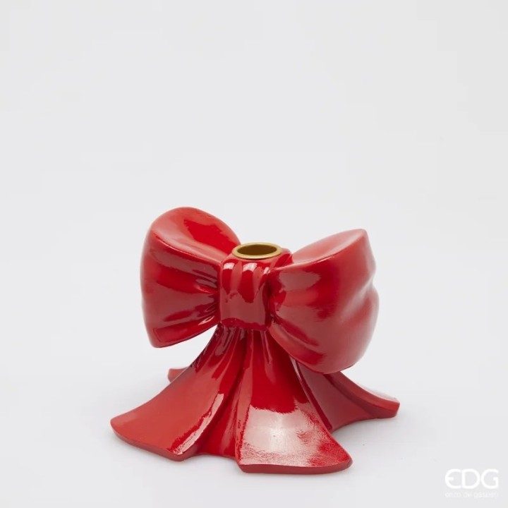EDG Enzo De Gasperi Portacandela a fiocco rosso 13 × 13 cm
