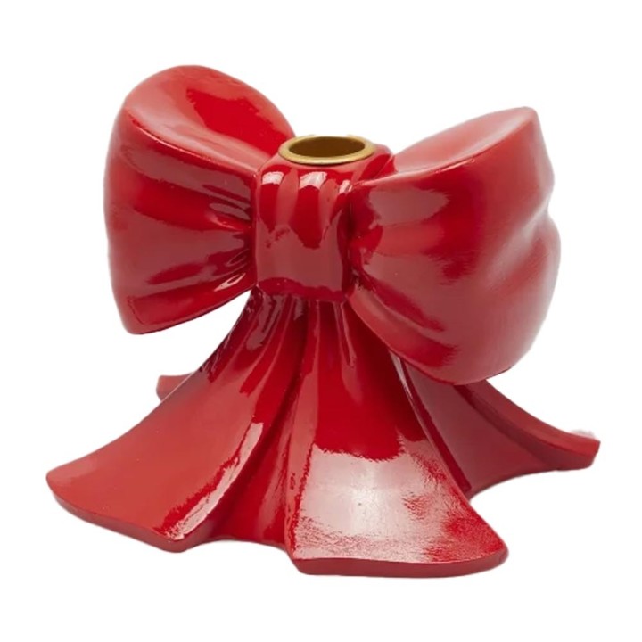 EDG Enzo De Gasperi Portacandela a fiocco rosso 13 × 13 cm