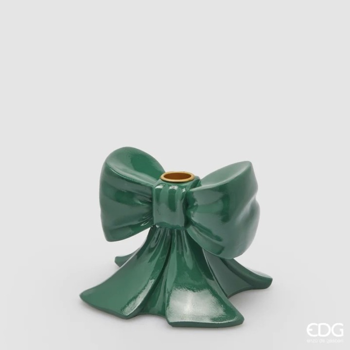 EDG Enzo De Gasperi Portacandela a fiocco verde 13 × 13 cm
