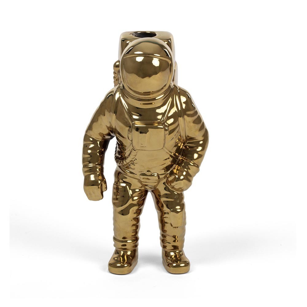 Seletti vaso in porcellana astronauta Cosmic Diner Starman Gold 15x11cm  h.28cm - Candida Celiento