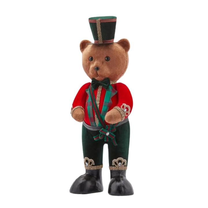 EDG Orso Noel schiaccianoci rosso e verde alto 60 cm