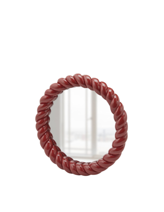 SPECCHIO ROTONDO TORCHON ROSSO