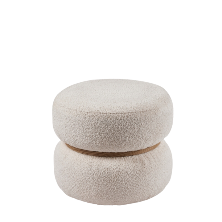 EDG Enzo De Gasperi Pouf Biforma in bouclé bianco alto 41 cm