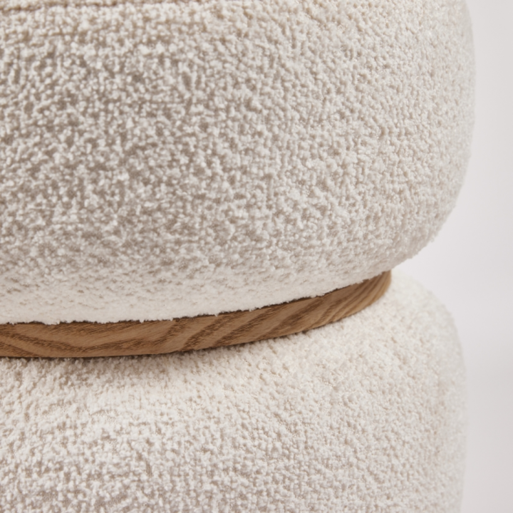 EDG Enzo De Gasperi Pouf ovale in bouclé bianco alto 41 cm